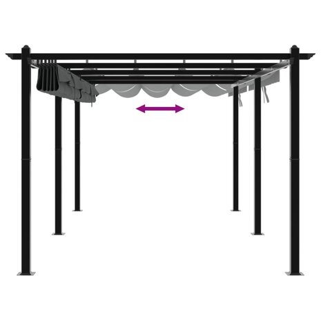 Prieel met uittrekbaar dak 3x6 m aluminium antracietkleurig 7