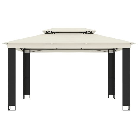 Prieel met dubbel dak 3,94x2,96 m staal crèmekleurig 3