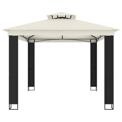 Prieel met dubbel dak 3,94x2,96 m staal crèmekleurig 4