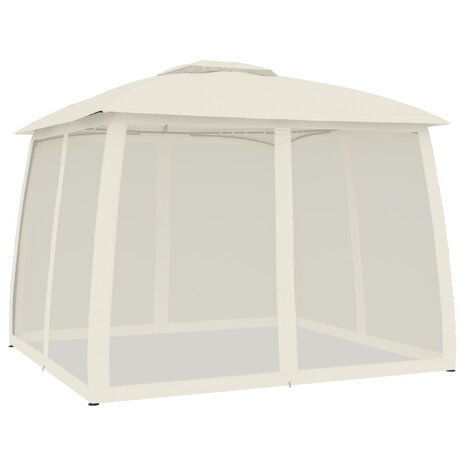 Prieel zijwanden van gaas en dubbel dak 2,93x2,93 m staal crème 5
