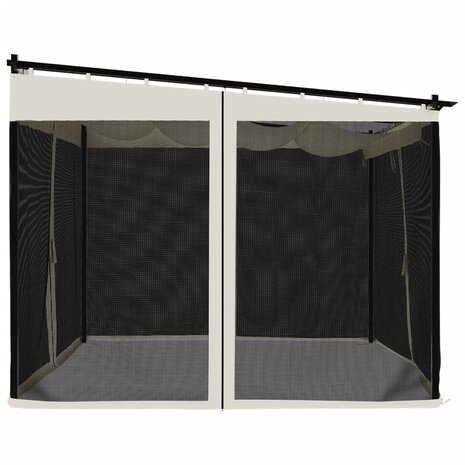 Prieel met zijwanden van gaas 3x3 m staal crèmekleurig 5
