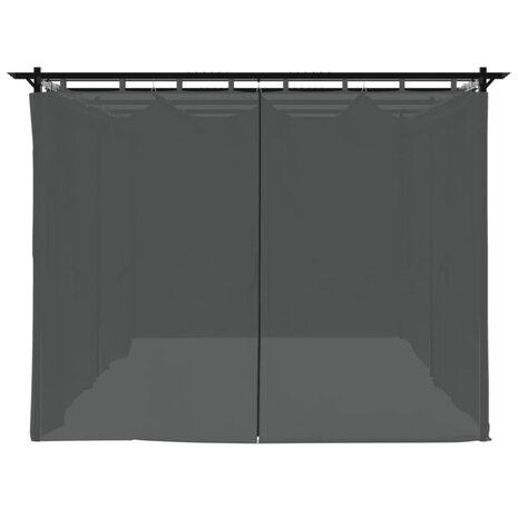 Prieel met gordijnen 6x3 m staal antracietkleurig 5