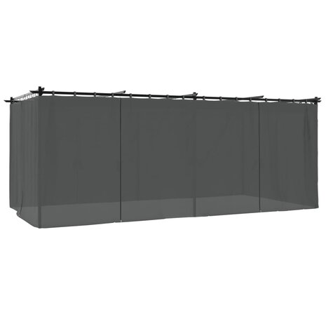 Prieel met gordijnen 6x3 m staal antracietkleurig 6