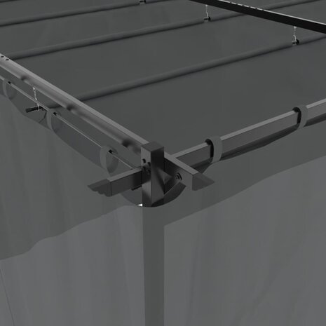 Prieel met gordijnen 6x3 m staal antracietkleurig 7