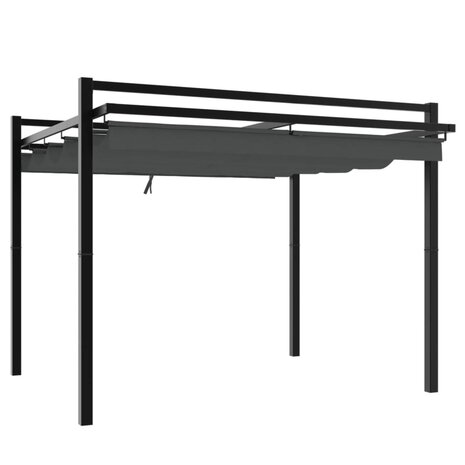 Prieel met uittrekbaar dak 3x3 m aluminium antracietkleurig 2