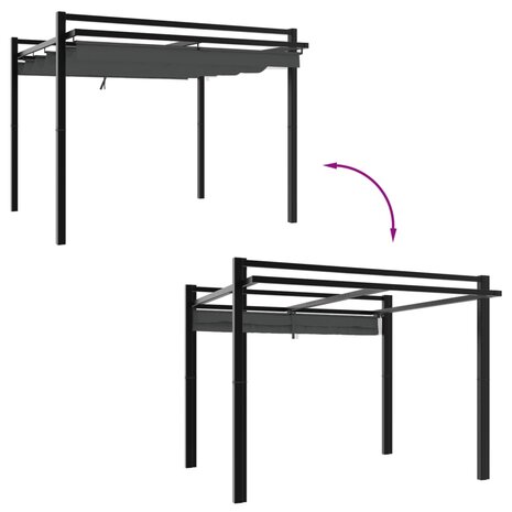 Prieel met uittrekbaar dak 3x3 m aluminium antracietkleurig 3