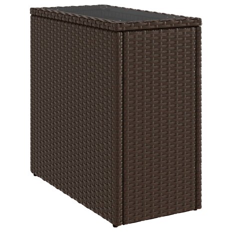 Tuinbijzettafel met glazen blad 58x27,5x55 cm poly rattan bruin 2