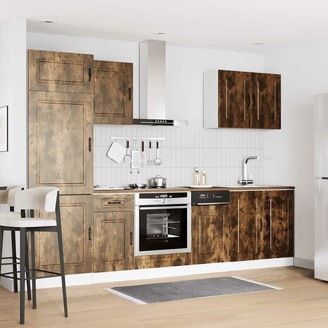 7-delige Keukenkastenset Kalmar bewerkt hout gerookt eiken 3