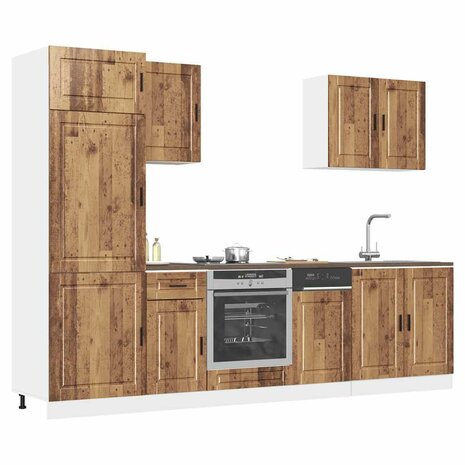 7-delige Keukenkastenset Kalmar bewerkt hout oud houtkleurig 1