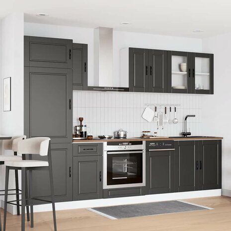 8-delige Keukenkastenset Kalmar bewerkt hout zwart 3