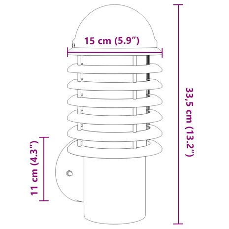 Buitenwandlamp roestvrij staal zwart 7
