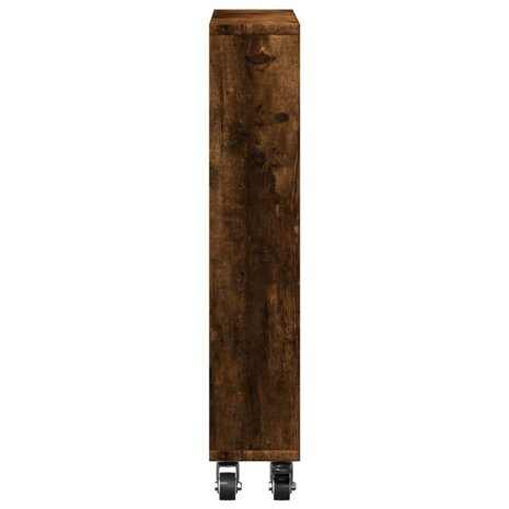 Opbergtrolley smal 48x13x68 cm bewerkt hout gerookt eikenkleur 5
