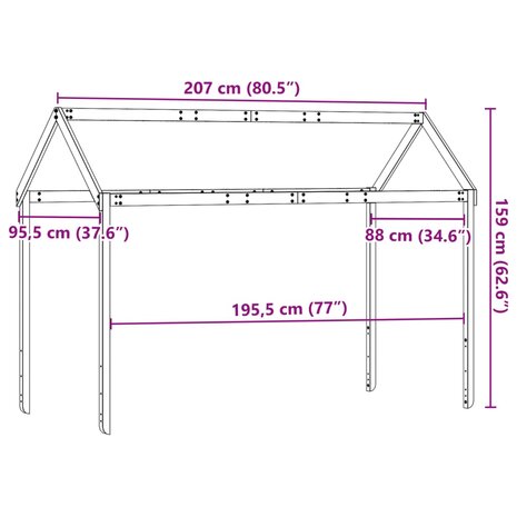 Kinderbedhuisje 207x95,5x159 cm massief grenenhout wasbruin 9
