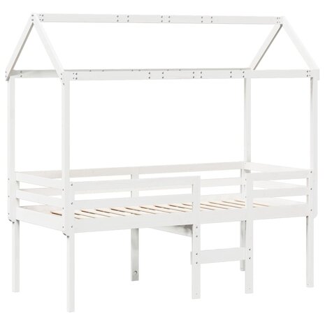 Hoogslaper met dak massief grenenhout wit 75x190 cm 3