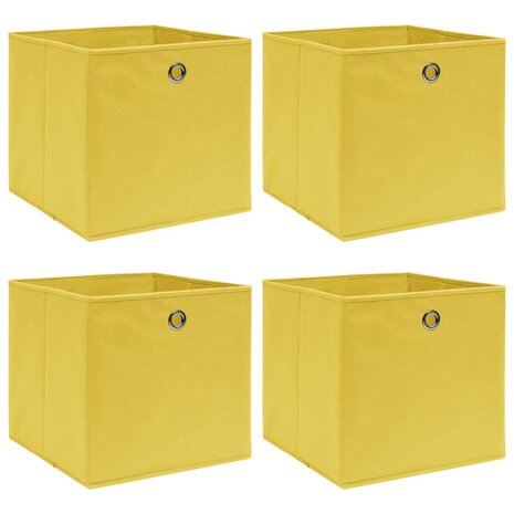 Opbergboxen 4 st 32x32x32 cm stof geel 1