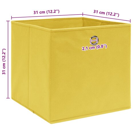 Opbergboxen 4 st 32x32x32 cm stof geel 5