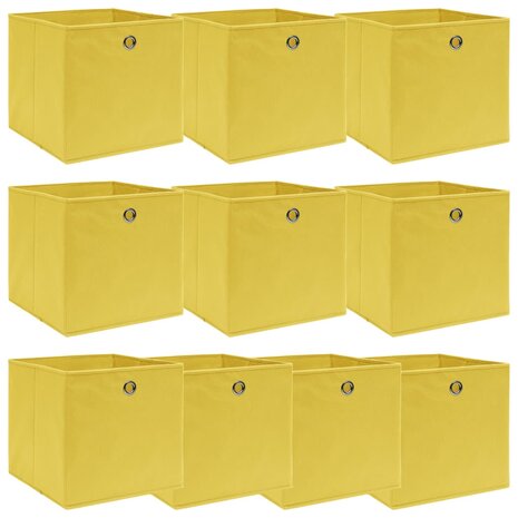 Opbergboxen 10 st 32x32x32 cm stof geel 1