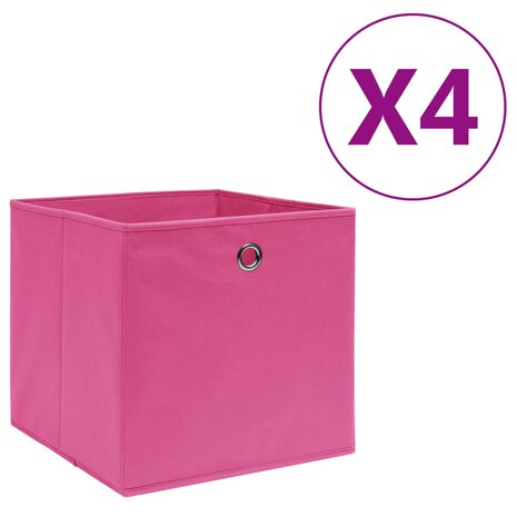 Opbergboxen 4 st 28x28x28 cm nonwoven stof roze 1