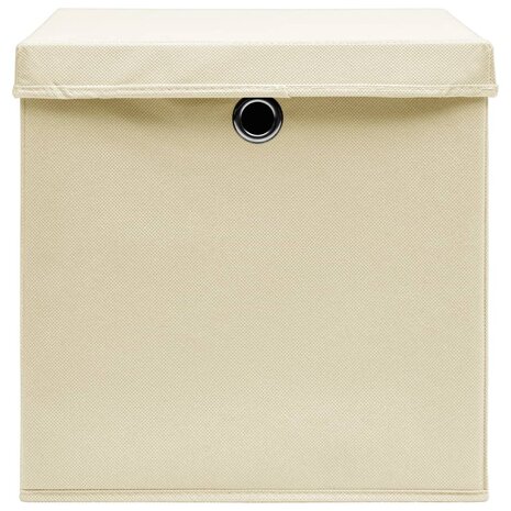 Opbergboxen met deksel 4 st 28x28x28 cm crèmekleurig 4