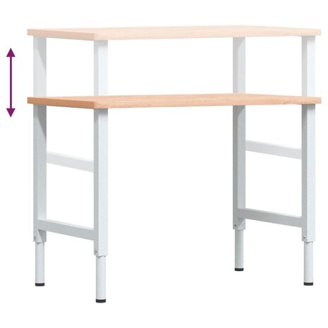 Werkbank rechthoekig 100x60x(71,5-98) cm massief beukenhout 9