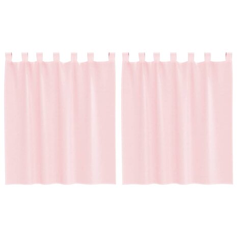 Gordijnen voile met lussen 2 st 140x140 cm lichtroze 2