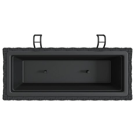 Plantenbakken 2 st met haken poly rattan zwart 8