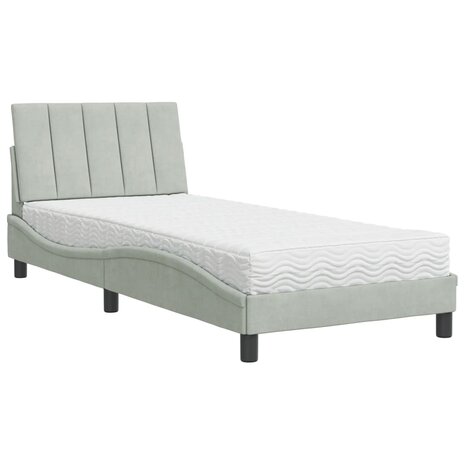 Bed met matras fluweel lichtgrijs 80x200 cm 2