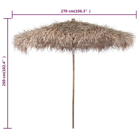 Parasol van bamboe met dak van bananenbladeren 270 cm 4
