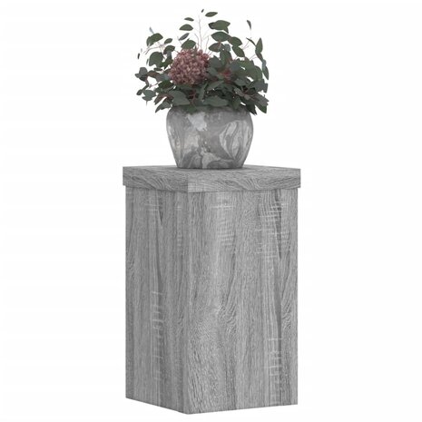 Plantenstandaards 2 st 10x10x18 cm bewerkt hout grijs sonoma 3