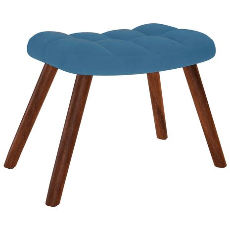 Schommelstoel met krukje fluweel blauw 6