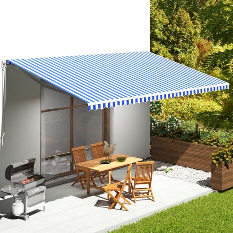 Vervangingsdoek voor luifel 6x3,5 m blauw en wit 1