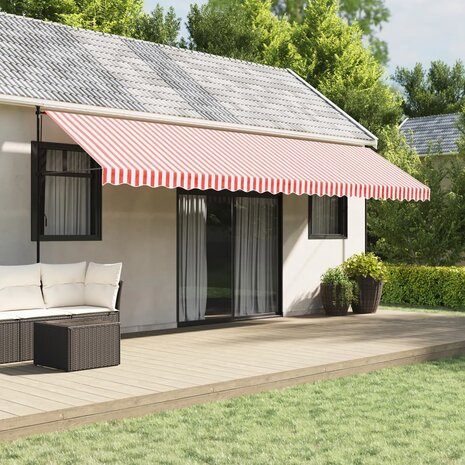 Vervangingsdoek voor luifel gestreept 6x3,5 m rood en wit 1