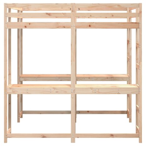 Hoogslaper met bureau en ladder massief grenenhout 140x200 cm 6