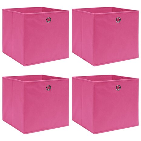 Opbergboxen 4 st 32x32x32 cm stof roze 1