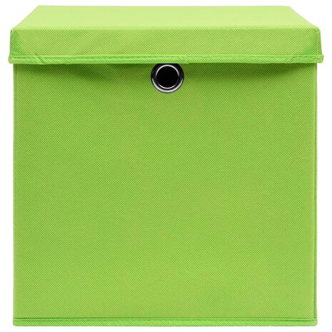 Opbergboxen met deksel 4 st 32x32x32 cm stof groen 4
