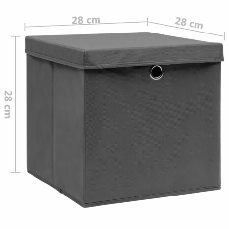 Opbergboxen met deksel 4 st 28x28x28 cm zwart 6