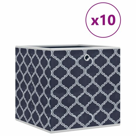 Opbergboxen 10 st inklapbaar 32x32x32 cm ongeweven stof blauw 2