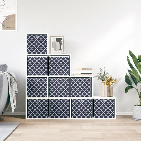 Opbergboxen 10 st inklapbaar 32x32x32 cm ongeweven stof blauw 4