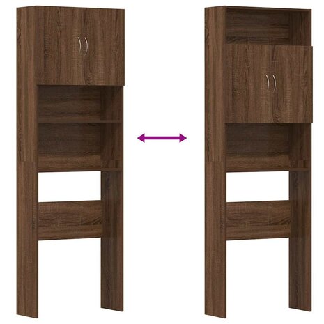 Wasmachinekast 64x24x190 cm bewerkt hout bruin eikenkleurig 9