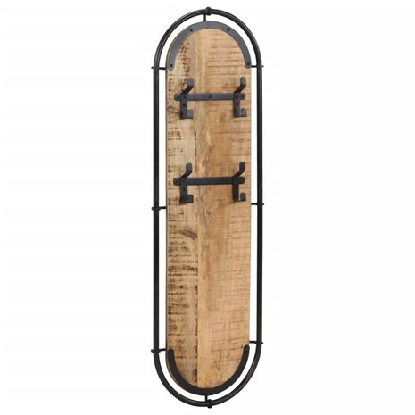 Wandkapstokken 2 st met 4 haken massief ruw mangohout 3