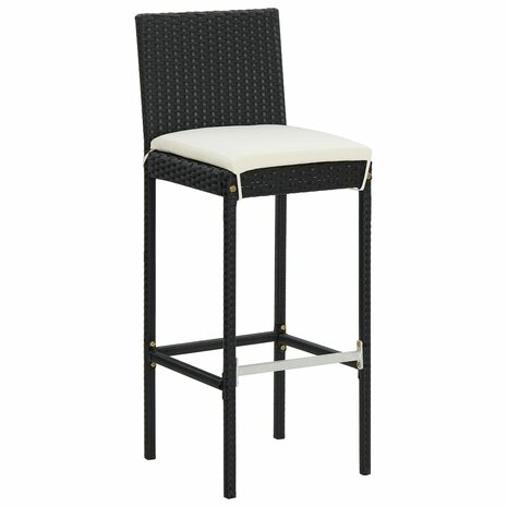 3-delige Tuinbarset massief acaciahout en poly rattan zwart 4
