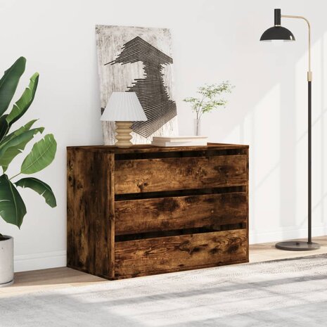 Ladekast 80x41x58 cm bewerkt hout gerookt eikenkleurig 3
