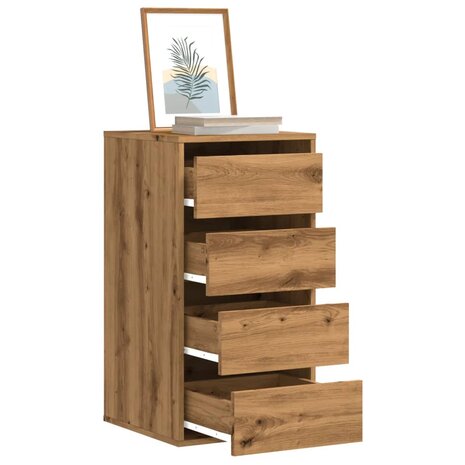 Ladekast 40x41x76 cm bewerkt hout artisanaal eikenkleurig 1