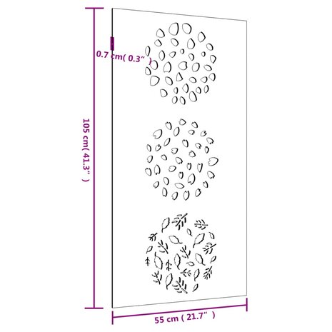Wanddecoratie tuin bladontwerp 105x55 cm cortenstaal 8