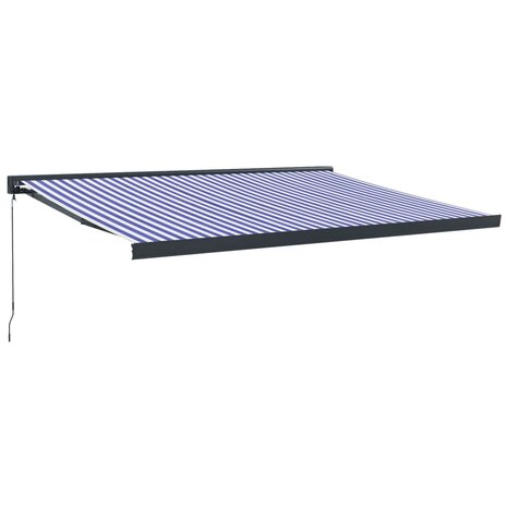 Luifel uittrekbaar 4x3 m stof en aluminium blauw en wit 2