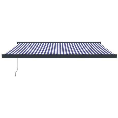 Luifel uittrekbaar 4x3 m stof en aluminium blauw en wit 3