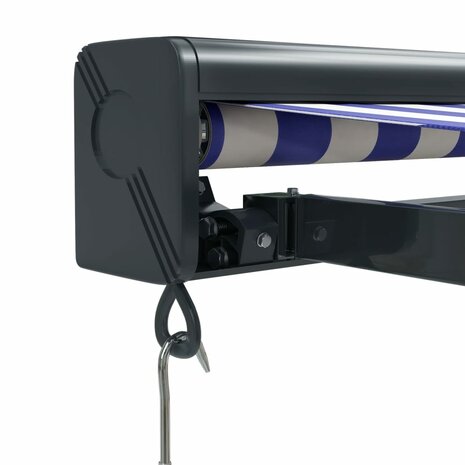 Luifel uittrekbaar 4x3 m stof en aluminium blauw en wit 7