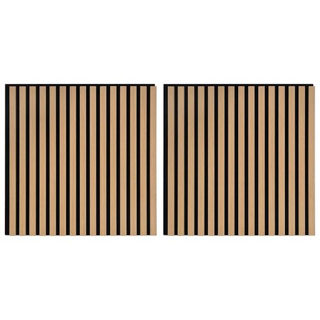 Akoestische wandpanelen 2 st latten 60,5x60 cm eikenfineer 2