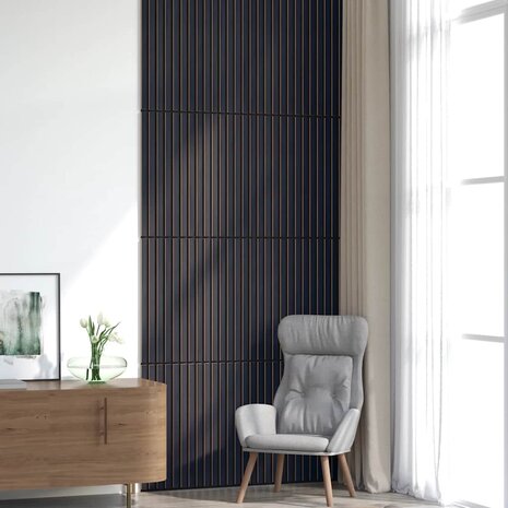 Akoestische wandpanelen 8 st latten 60,5x60 cm eikenfineer 1