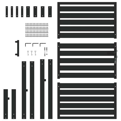 Tuinpoort afsluitbaar 100x150 cm aluminium zwart 5
